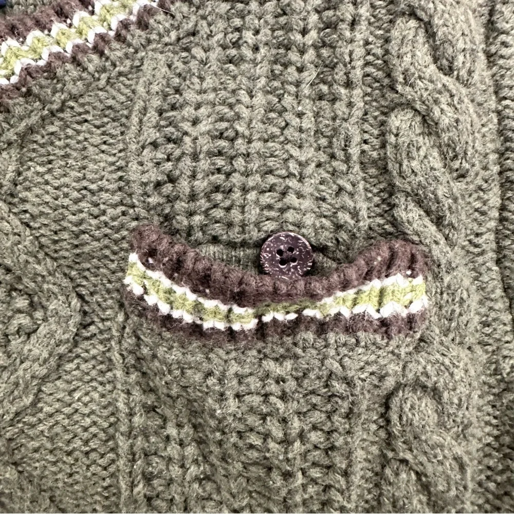 Baby Gap Olive Green Cable-Knit‎ V-Neck Sweater Size 4T